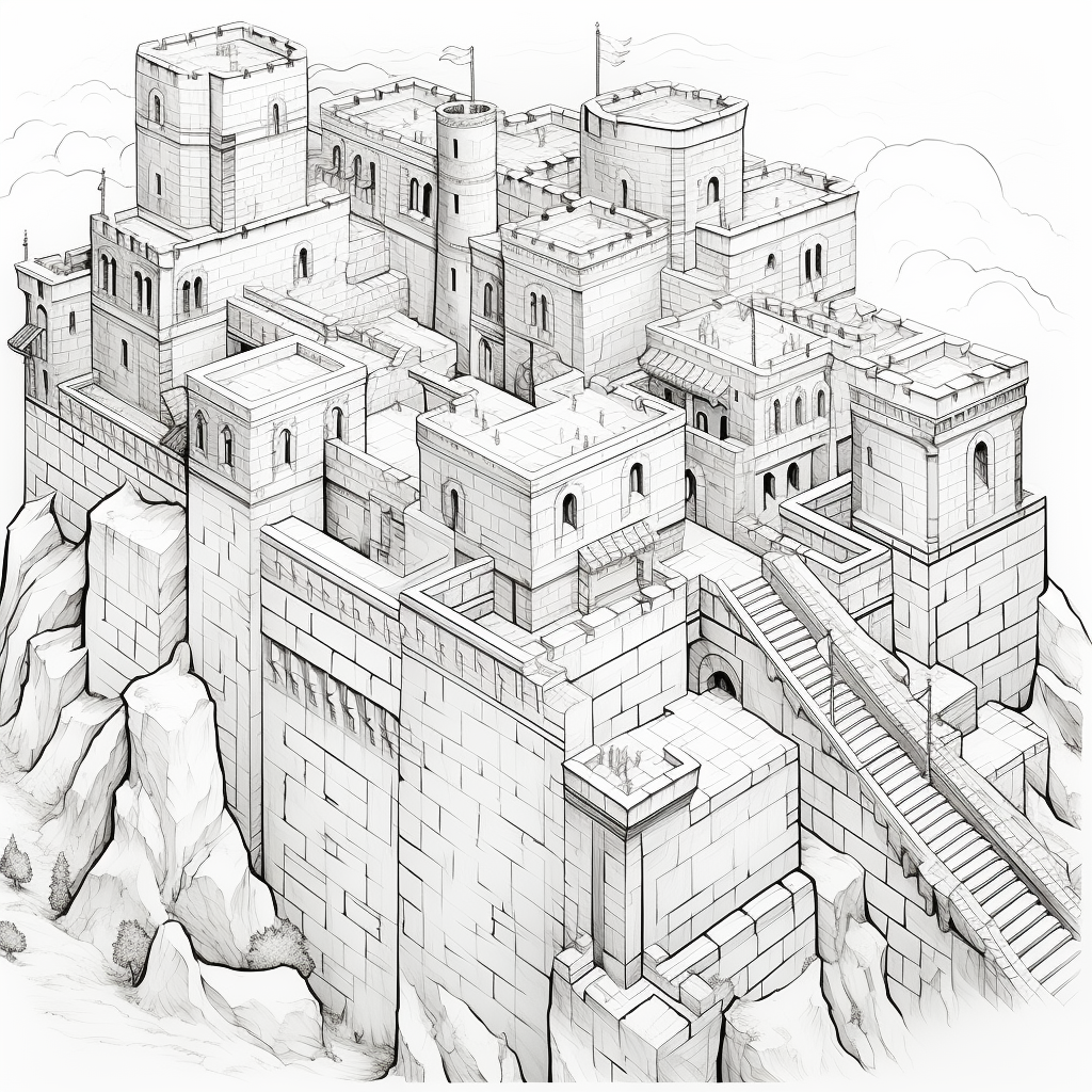 Expansive castle coloring page