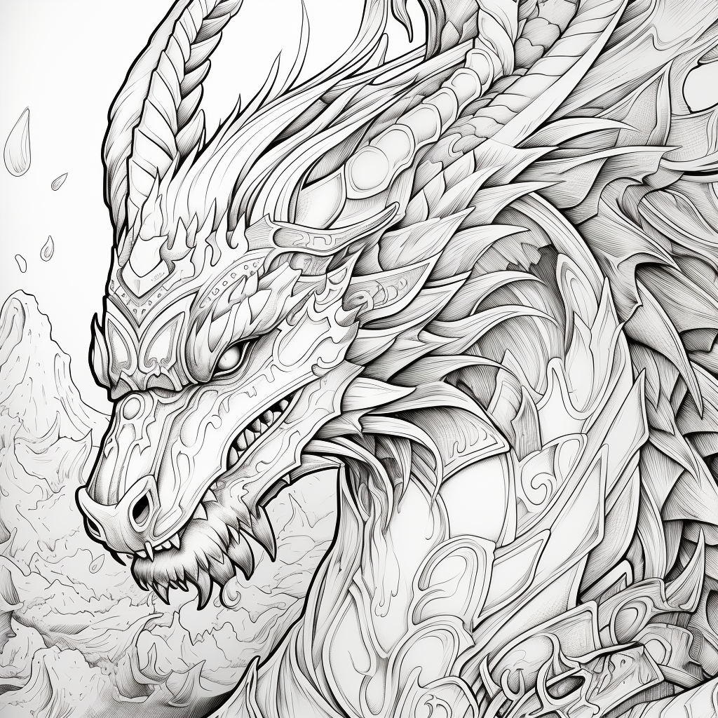 Epic dragon line art
